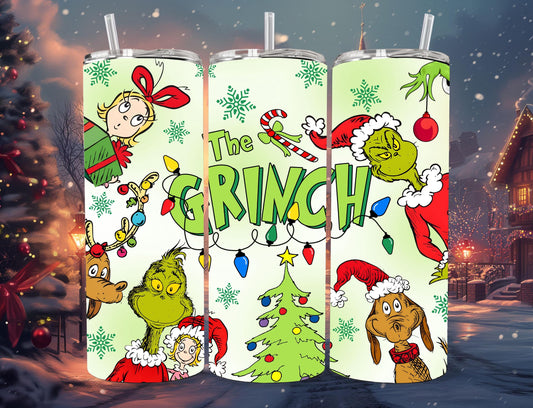 Grinch 20oz Stainless Steel Tumbler | Grinch Holiday Cup With Lid & Straw